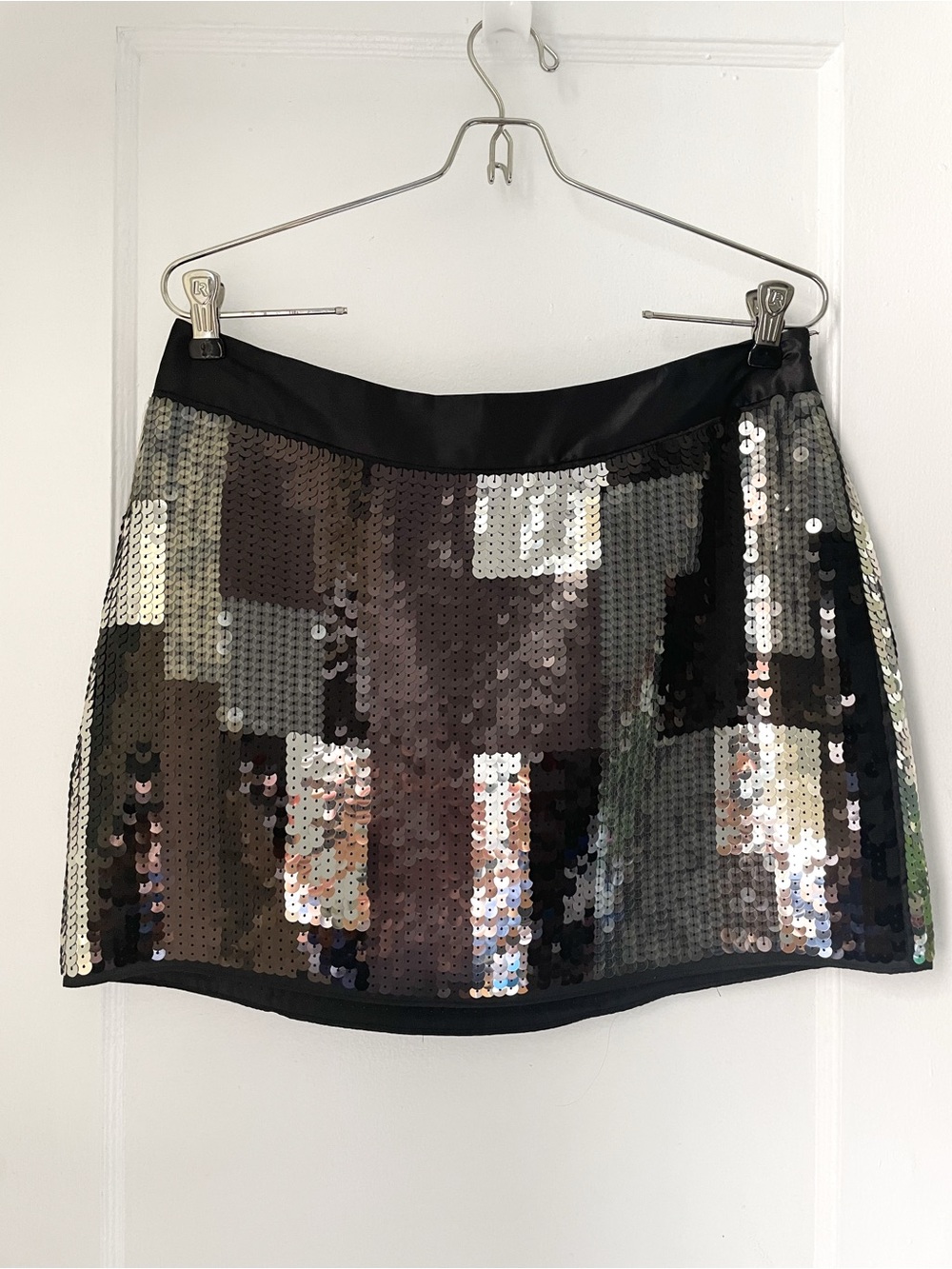 Black and Silver Sequin Mini Skirt by Express Design Studio